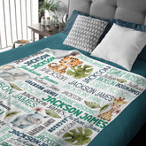 Personalized Woodland Blanket with Name - for Kids Boys Girls Toddler Baby Shower Birthday